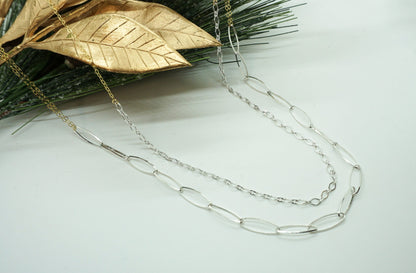 Holiday silver and gold chain necklaces