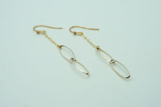 delicate silver and gold chain earrings