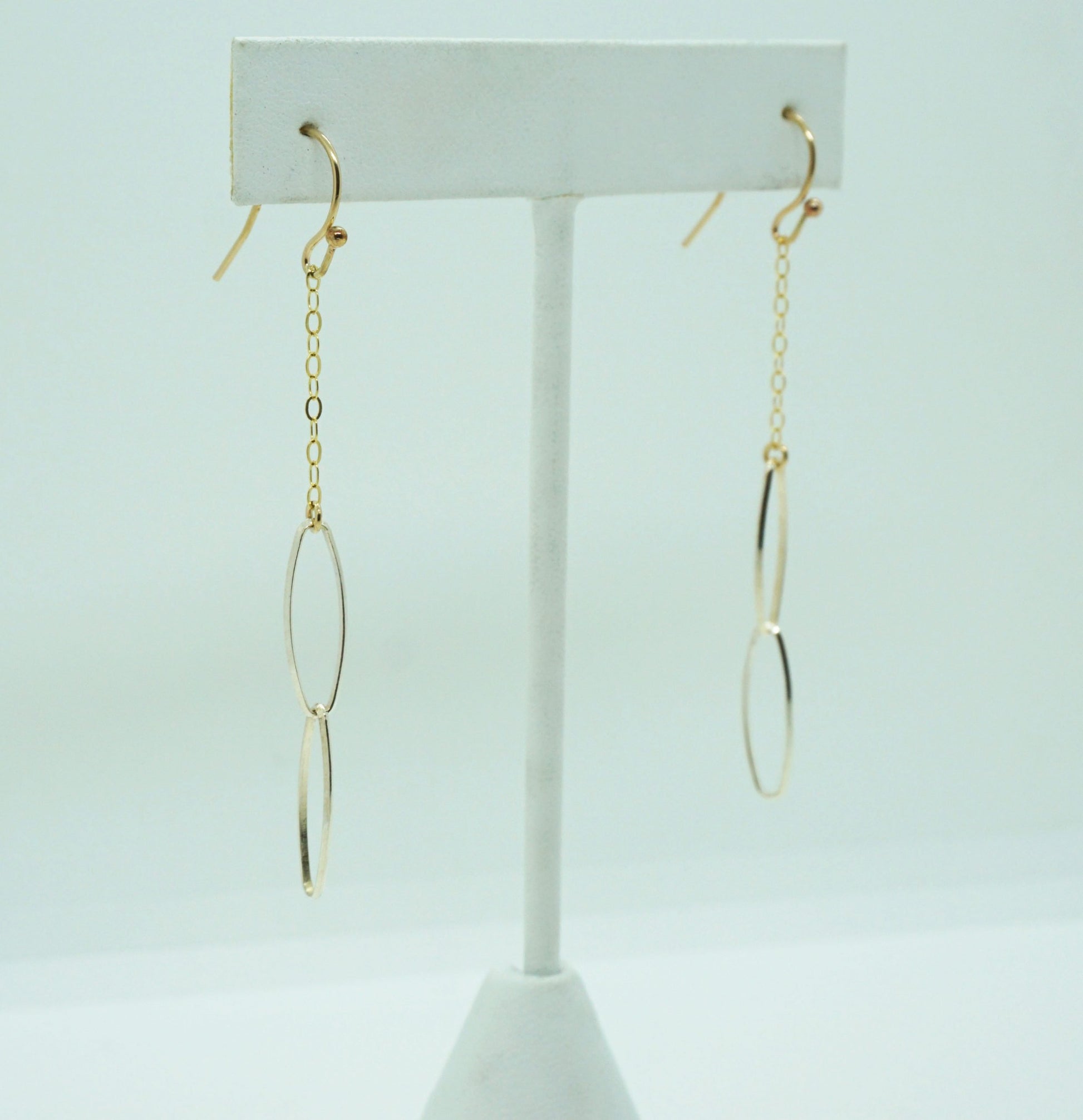 silver and gold chain earrings