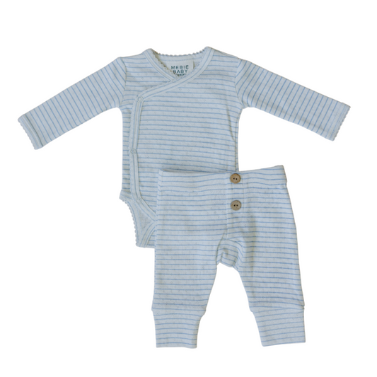 Blue Stripe Pointelle Layette Set