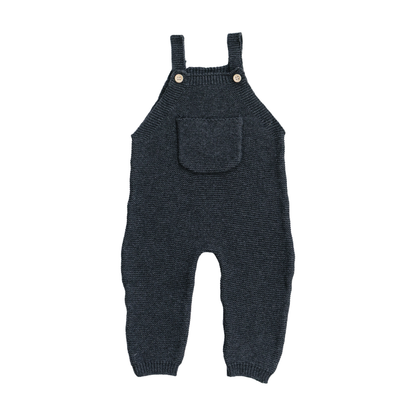 Charcoal Knit Pocket Overalls