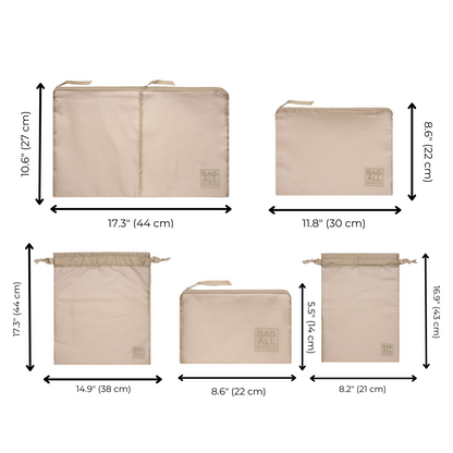 Packing Bags Set – Recycled Nylon – 5-pack – Taupe