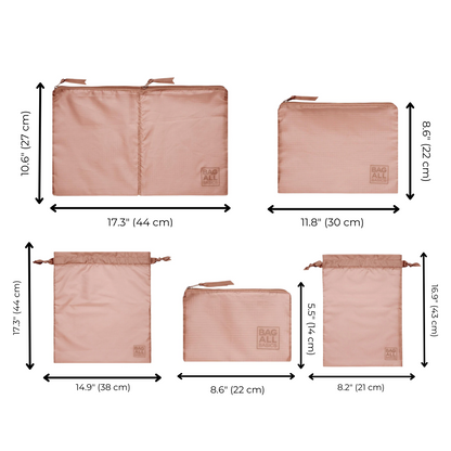 Packing Bags Set – Recycled Nylon – 5-pack – Pink/Blush