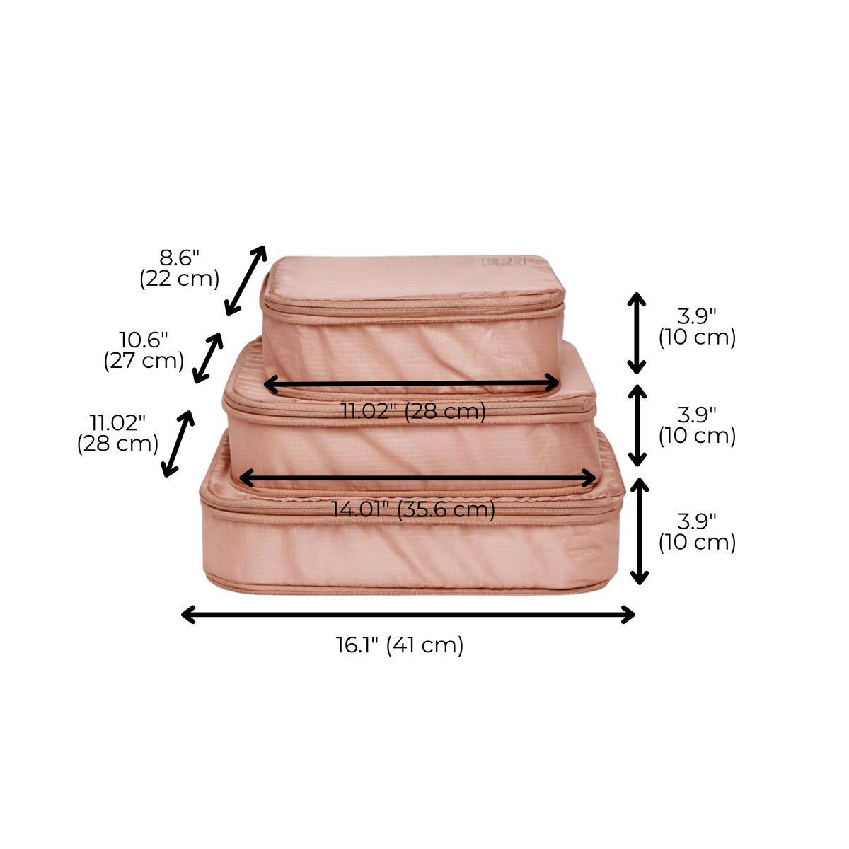 Compression Packing Cubes & Packing Bags – Recycled Nylon – 8-pack – Pink/Blush