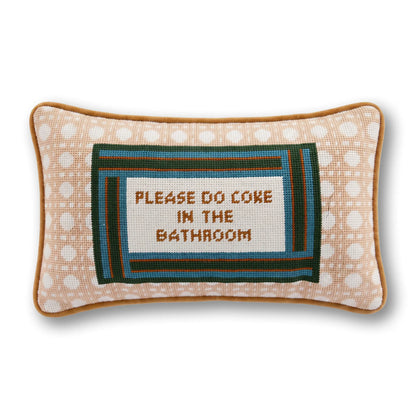 Bathroom Etiquette Needlepoint Pillow