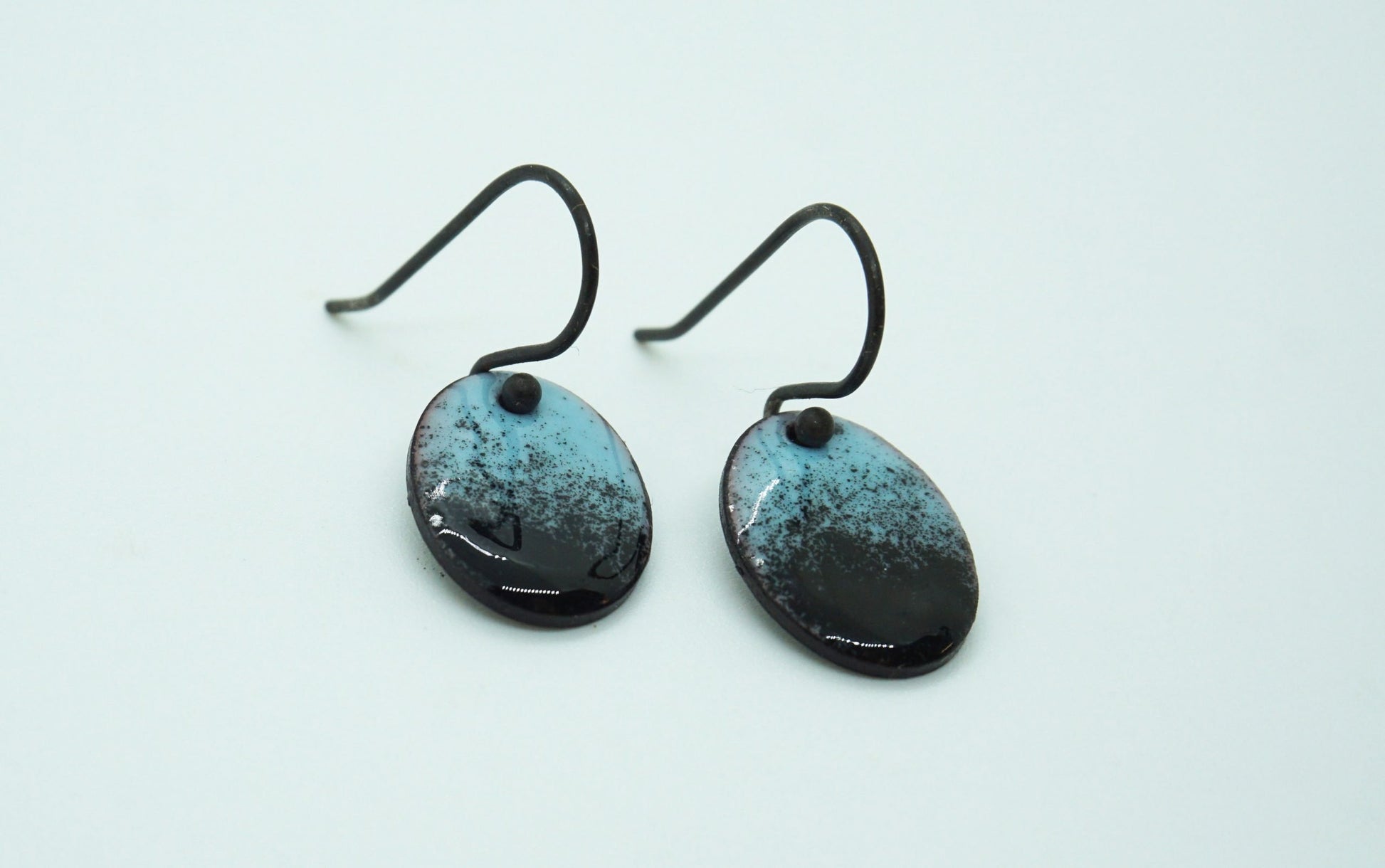 blue enamel disc dangle earrings