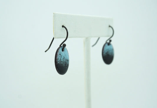 blue and black enamel disc earrings