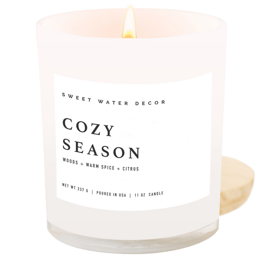 Cozy Season Soy Candle - White Jar - 11 oz