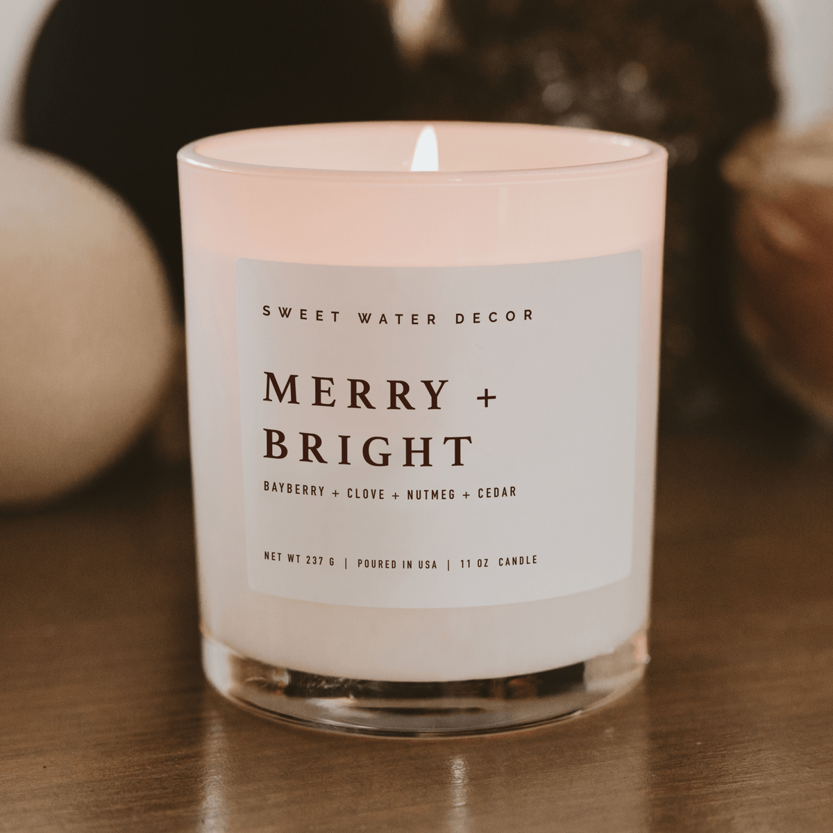 Merry and Bright Soy Candle - White Jar - 11 oz