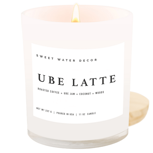 Ube Latte Soy Candle - White Jar - 11 oz