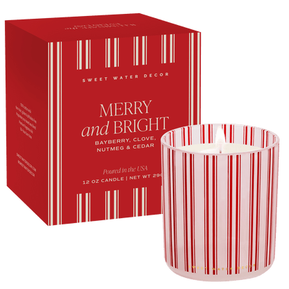 Merry and Bright Soy Candle - Boxed Tinted Glass Jar - 12 oz