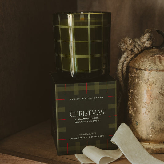 Christmas Soy Candle - Boxed Tinted Glass Jar - 12 oz