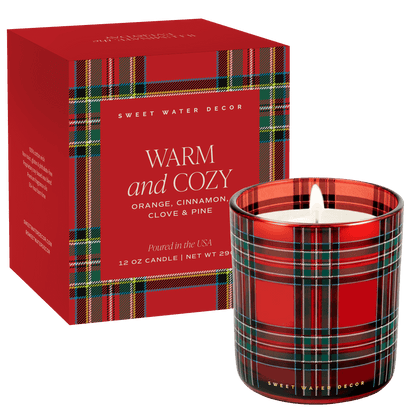 Warm and Cozy Soy Candle - Boxed Tinted Glass Jar - 12 oz