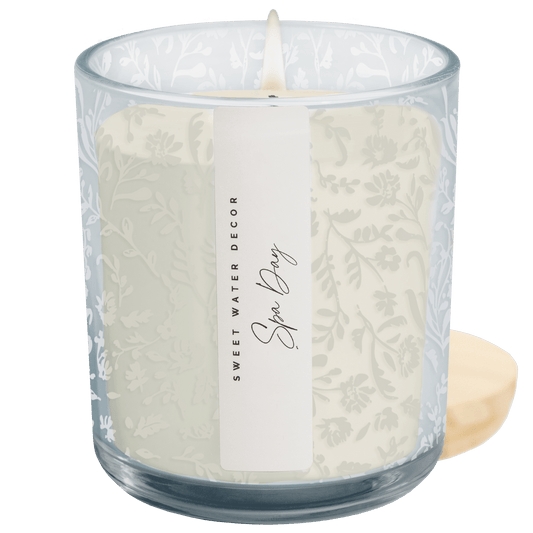 Spa Day Soy Candle - Blue Tinted Glass Jar - 12 oz