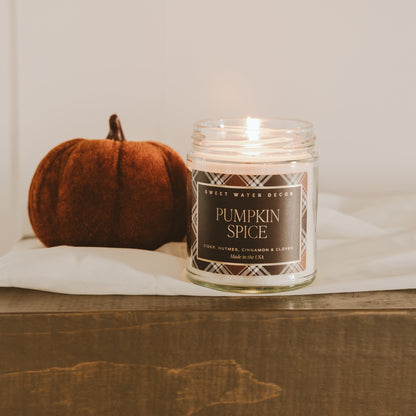 Pumpkin Spice Soy Candle - Patterned 9 oz - Clear Jar