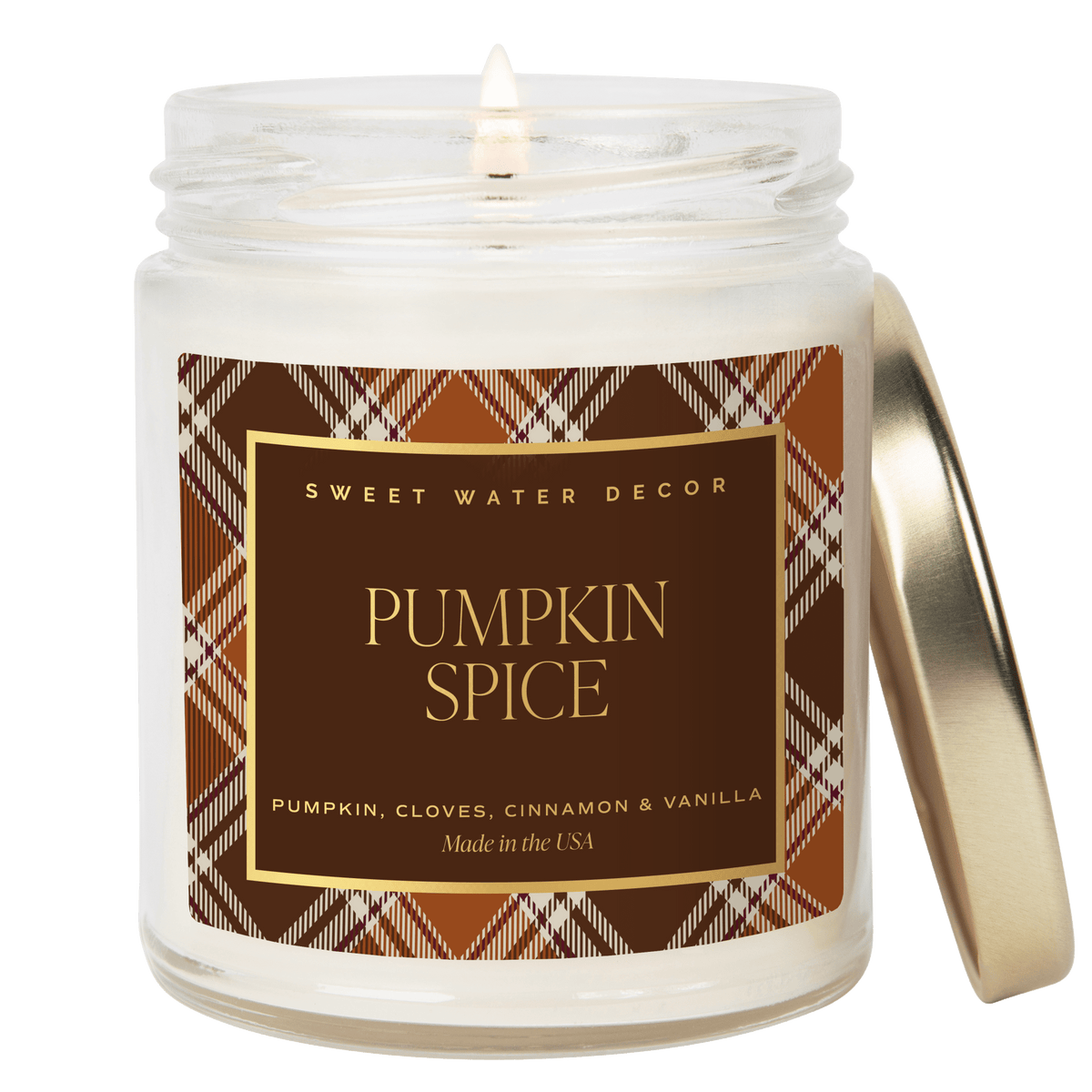 Pumpkin Spice Soy Candle - Patterned 9 oz - Clear Jar