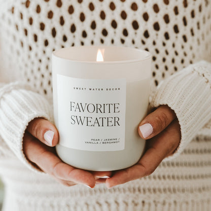 Favorite Sweater Soy Candle - Tan Matte Jar - 15 oz (Cashmere and Vanilla)