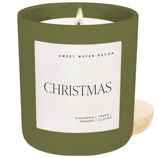 Christmas Soy Candle - Olive Matte Jar - 15 oz