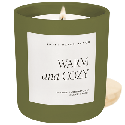 Warm and Cozy Soy Candle - Olive Matte Jar - 15 oz