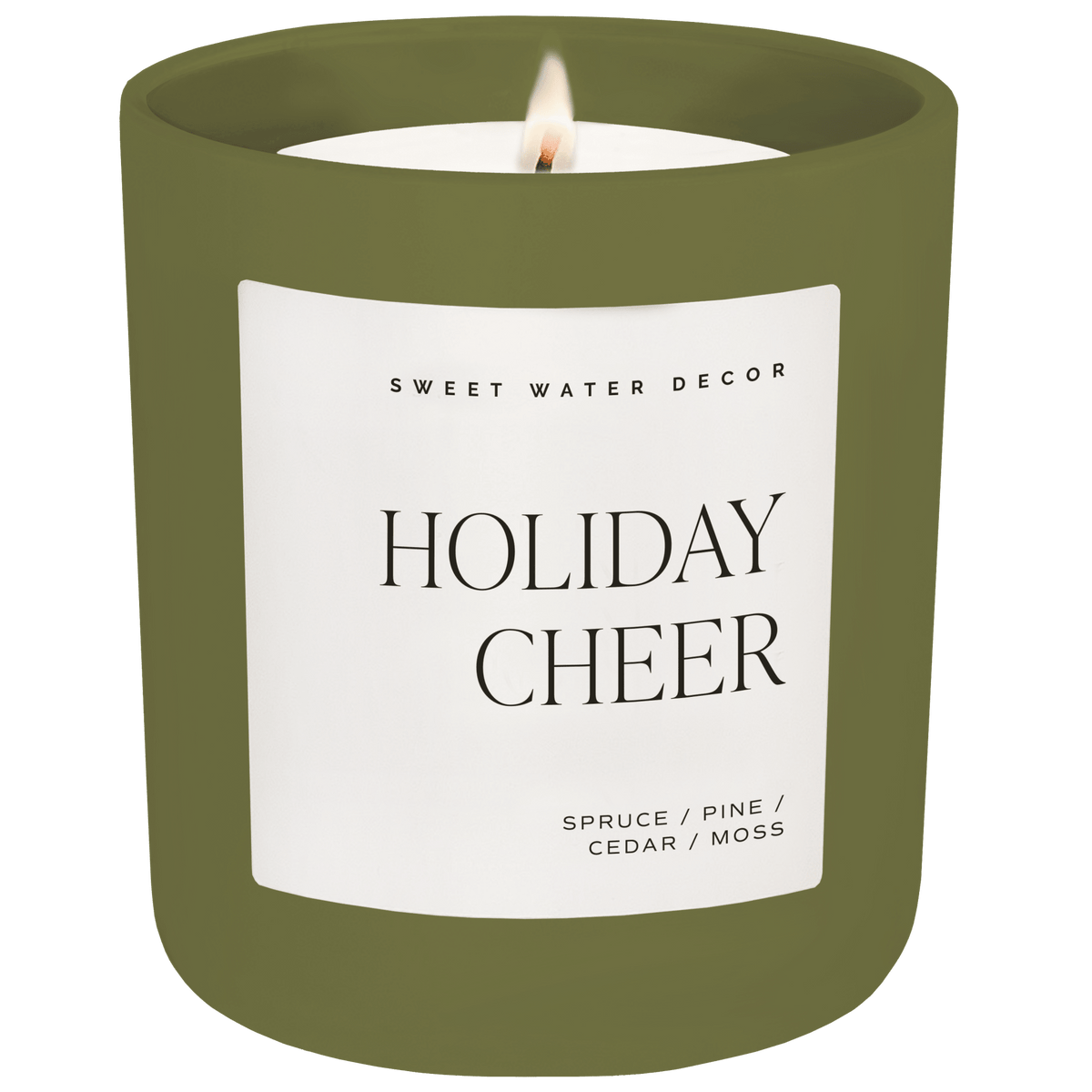 Holiday Cheer Soy Candle - Olive Matte Jar - 15 oz (Christmas Tree)