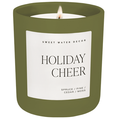 Holiday Cheer Soy Candle - Olive Matte Jar - 15 oz (Christmas Tree)
