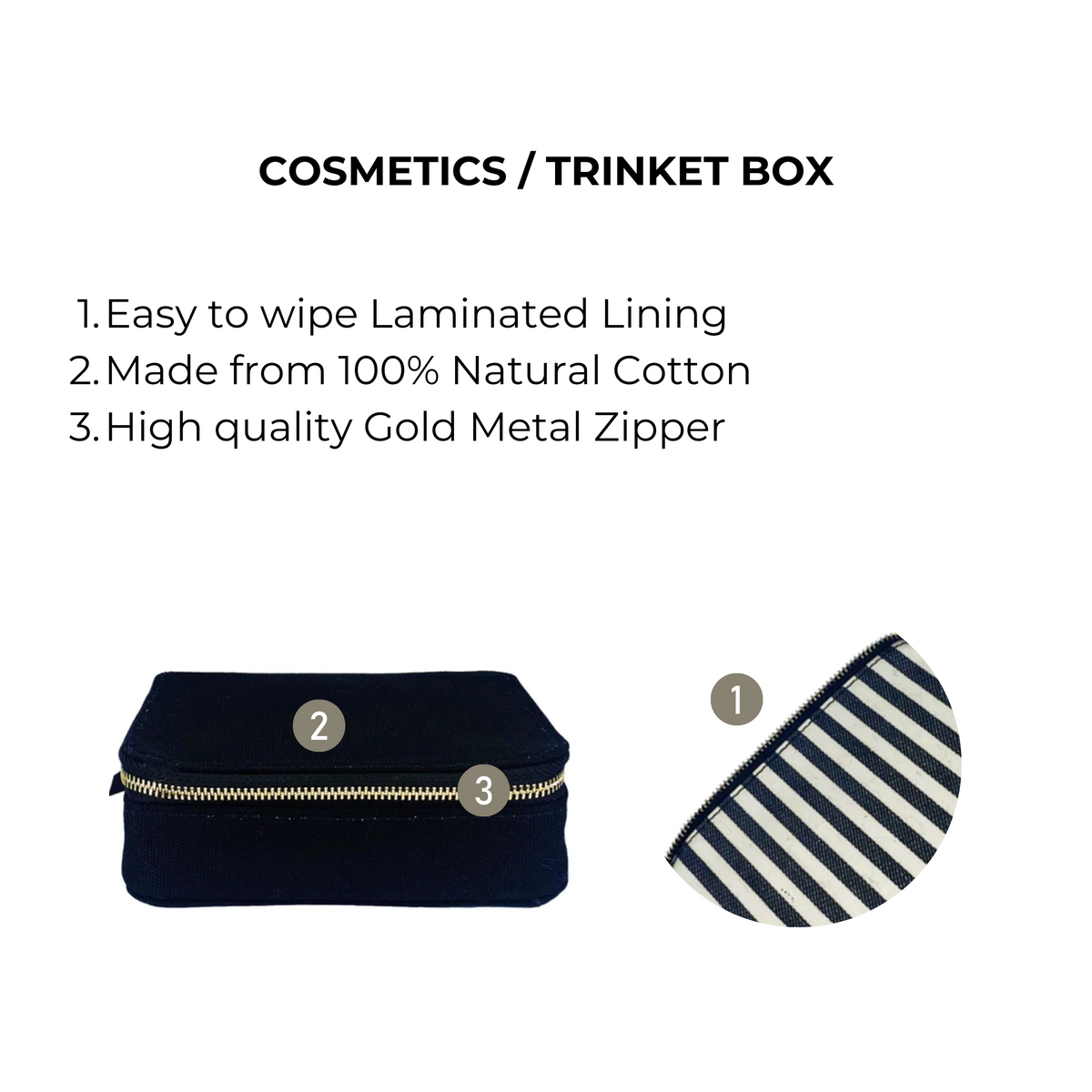 Large Cosmetics/Trinket Box – Black