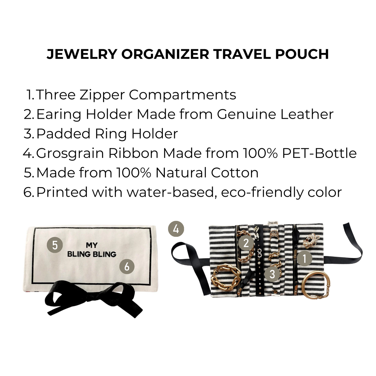 Jewelry Organizer, Travel Pouch – Bling Bling – Cream