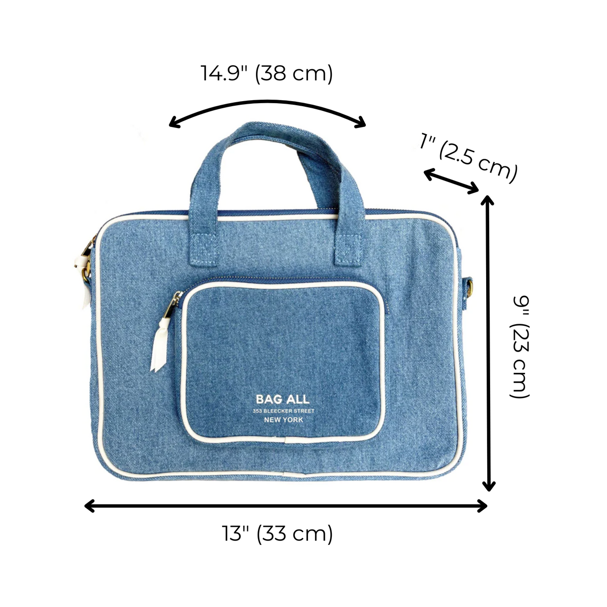 Laptop Case 13", Handle & Charger Pocket – Denim