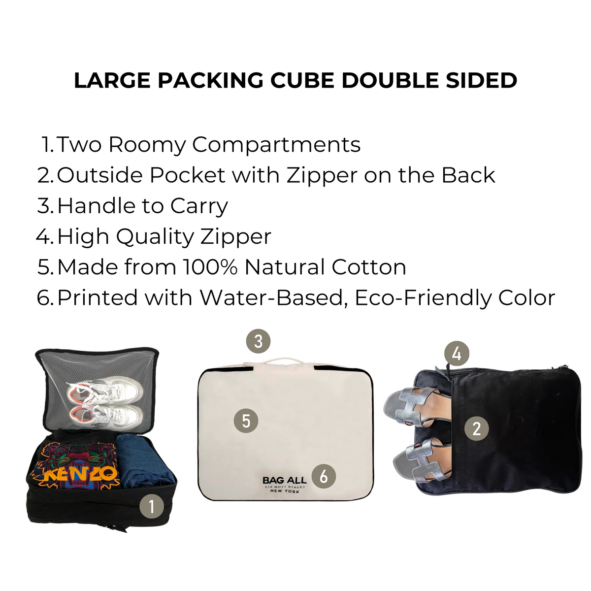 Large Packing Cube, Double Sided – Cream