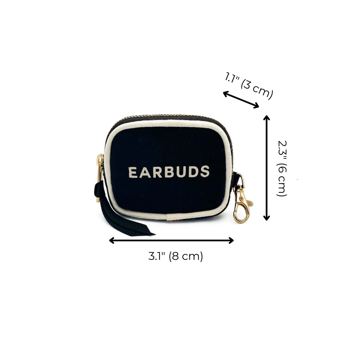 Earbuds Travel Case w Clasp – Black