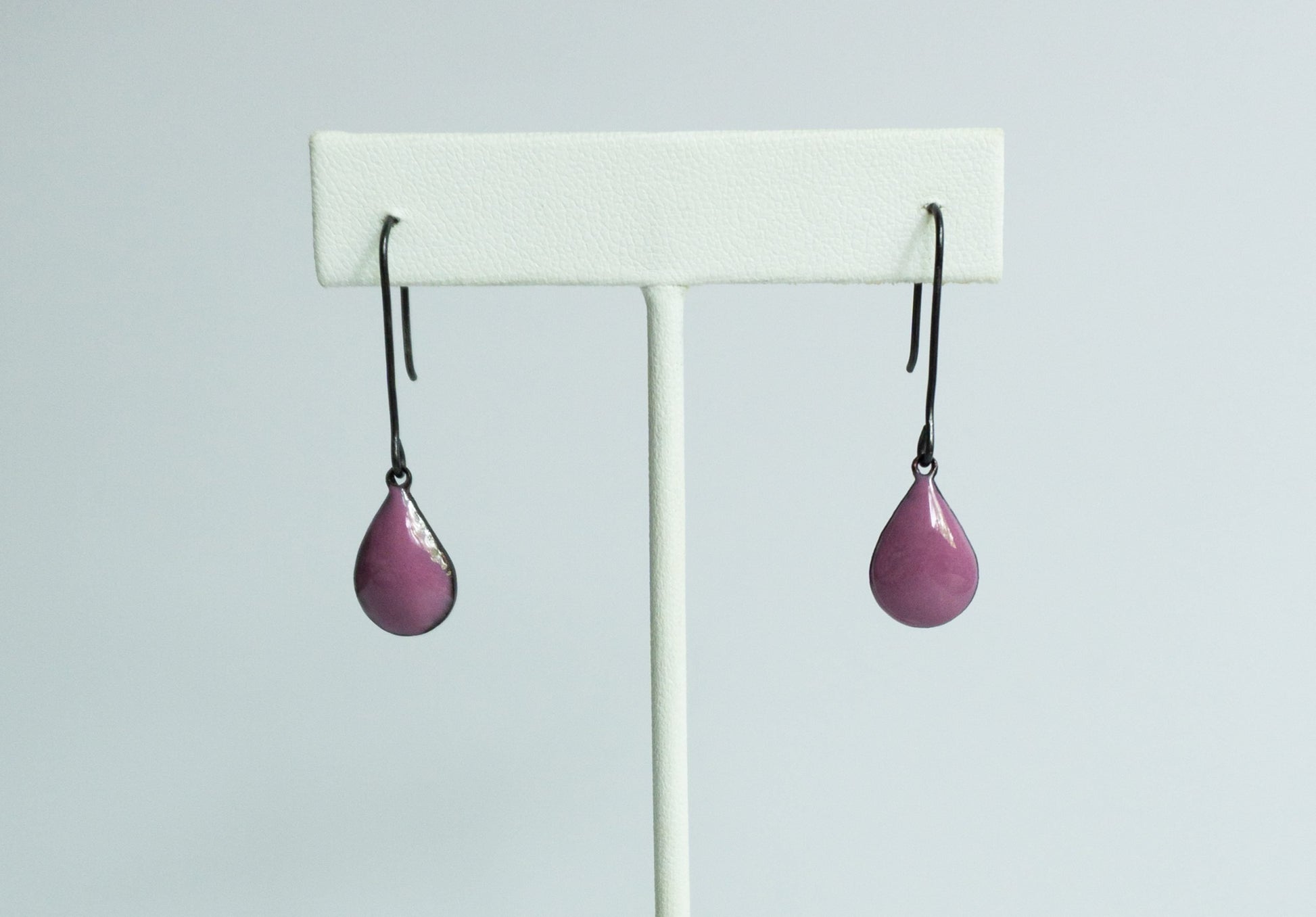 Purple enamel drop earrings
