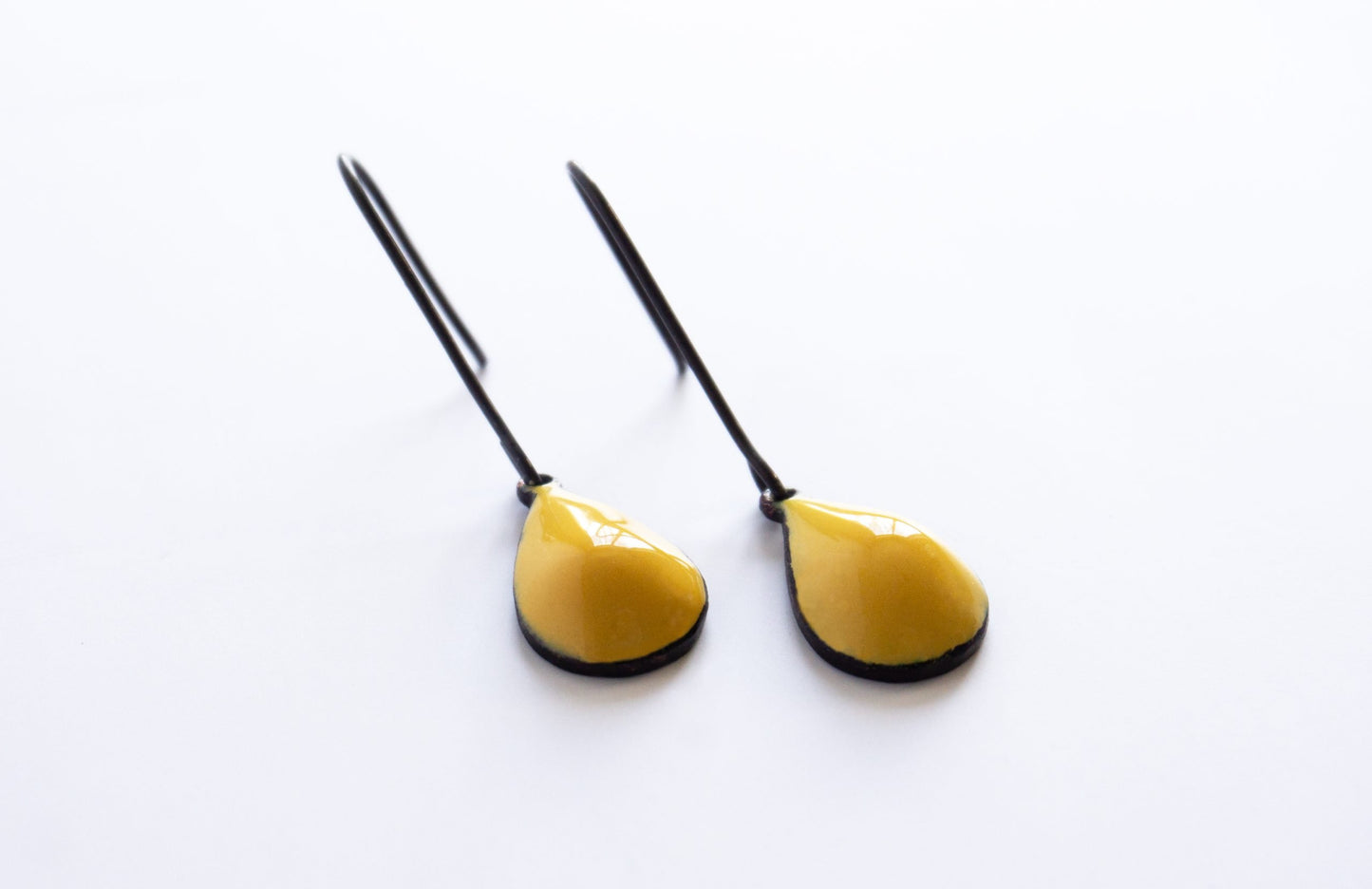 yellow enamel drop earrings