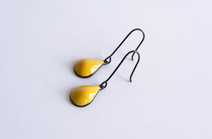 Yellow and black dangle earrings