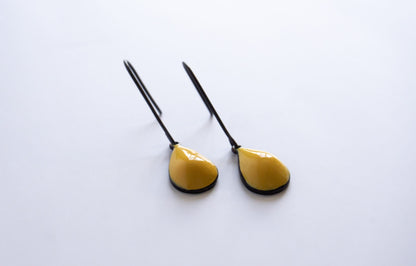 black sterling silver ear wires with yellow drops
