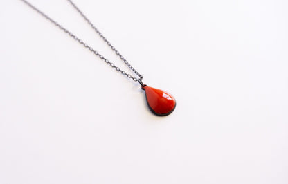 Red Raindrop silver enamel necklace
