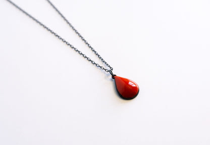 Red enamel pendant necklace