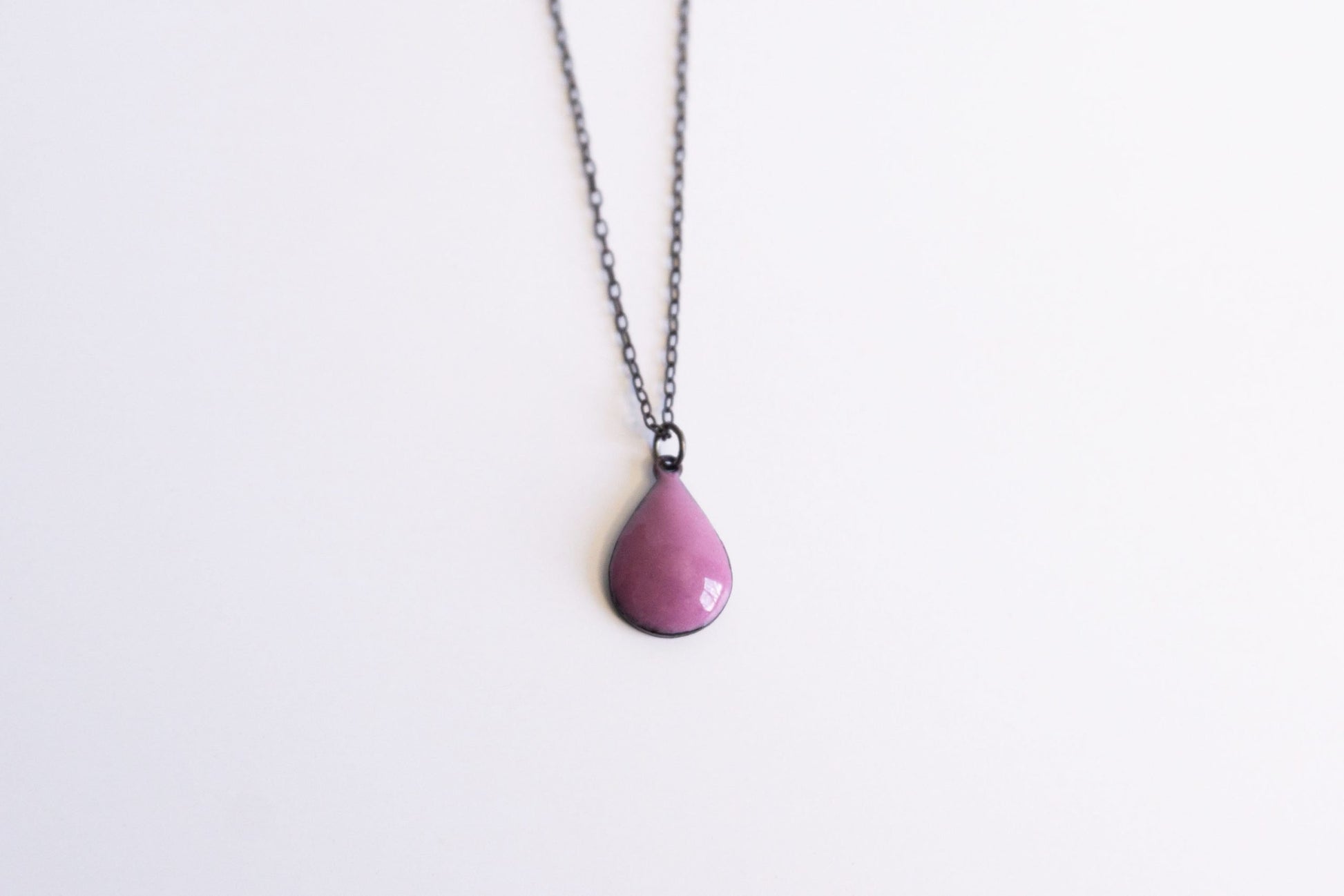 Purple Raindrop silver enamel necklace