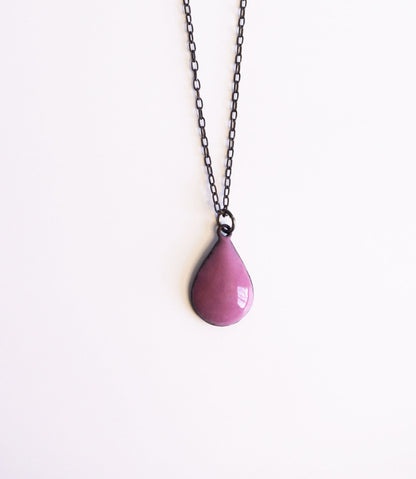 Purple enamel pendant necklace