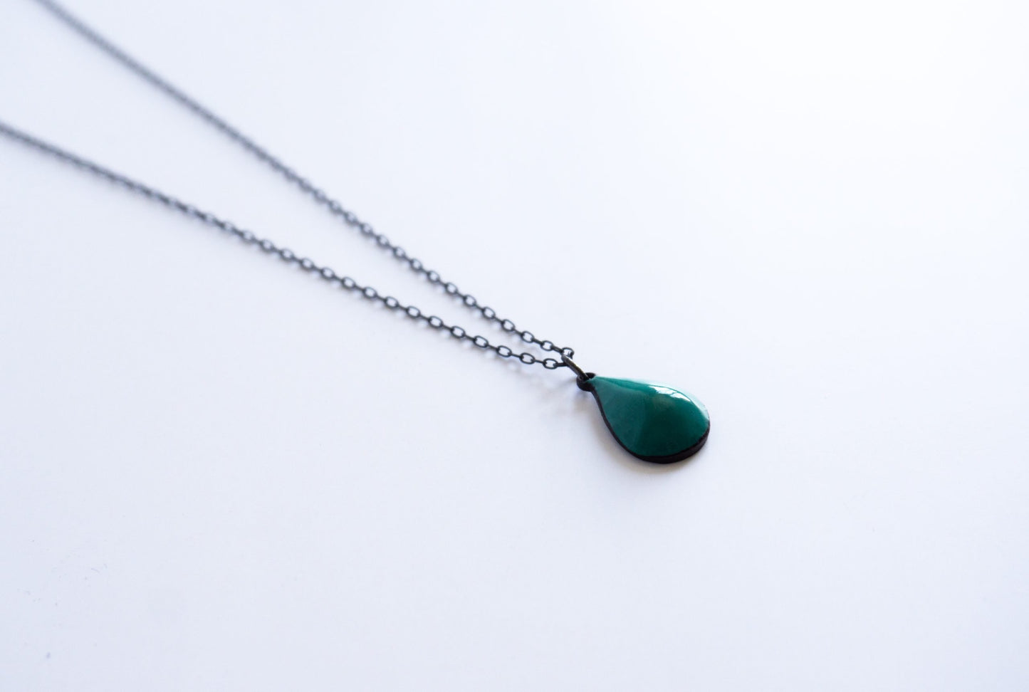 Teal and black drop pendant necklace