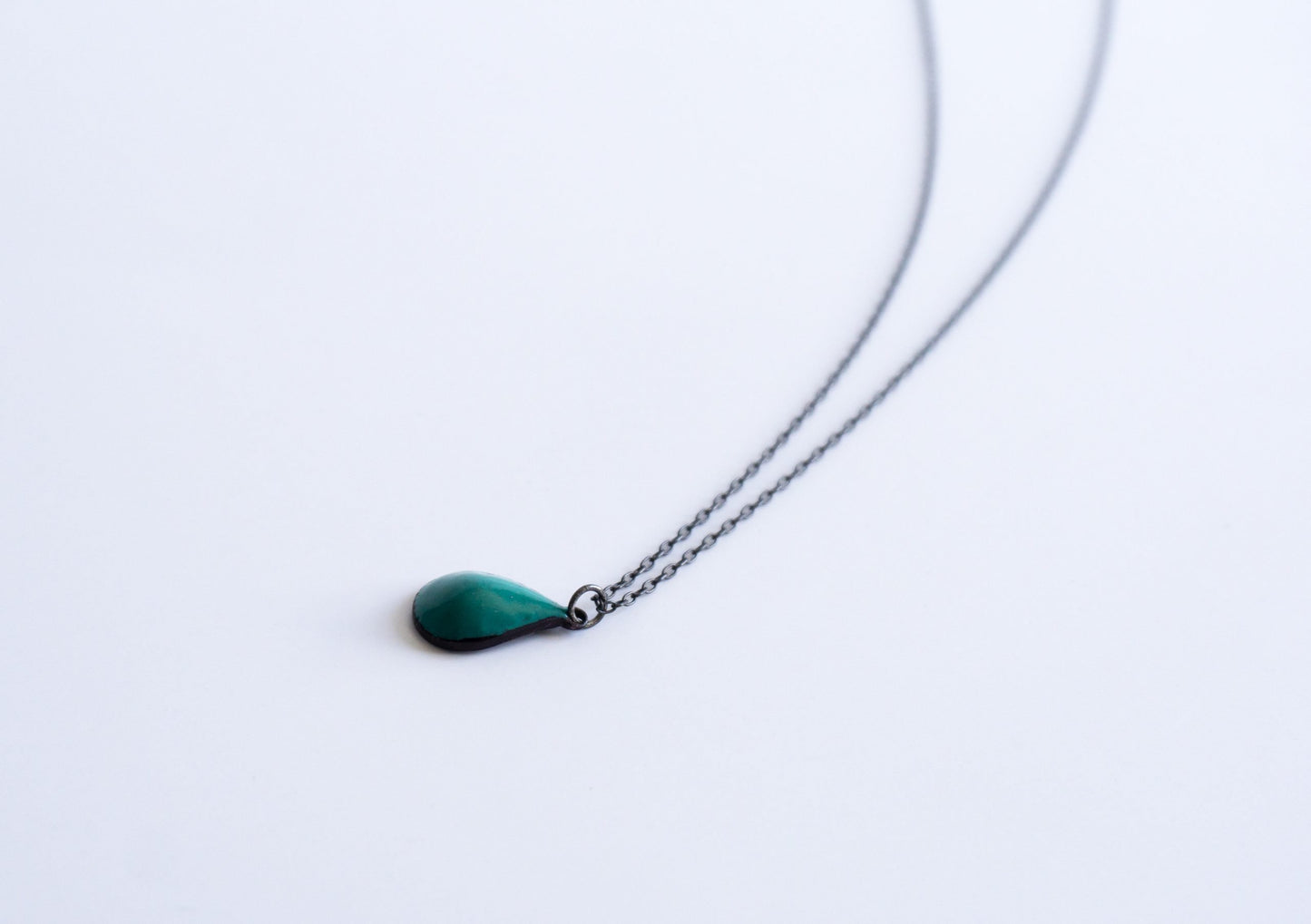 green blue oxidized silver drop pendant necklace