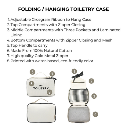 Folding/Hanging Toiletry Case – Cream