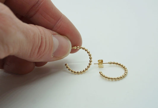 Small Gold Beaded hoop earrings