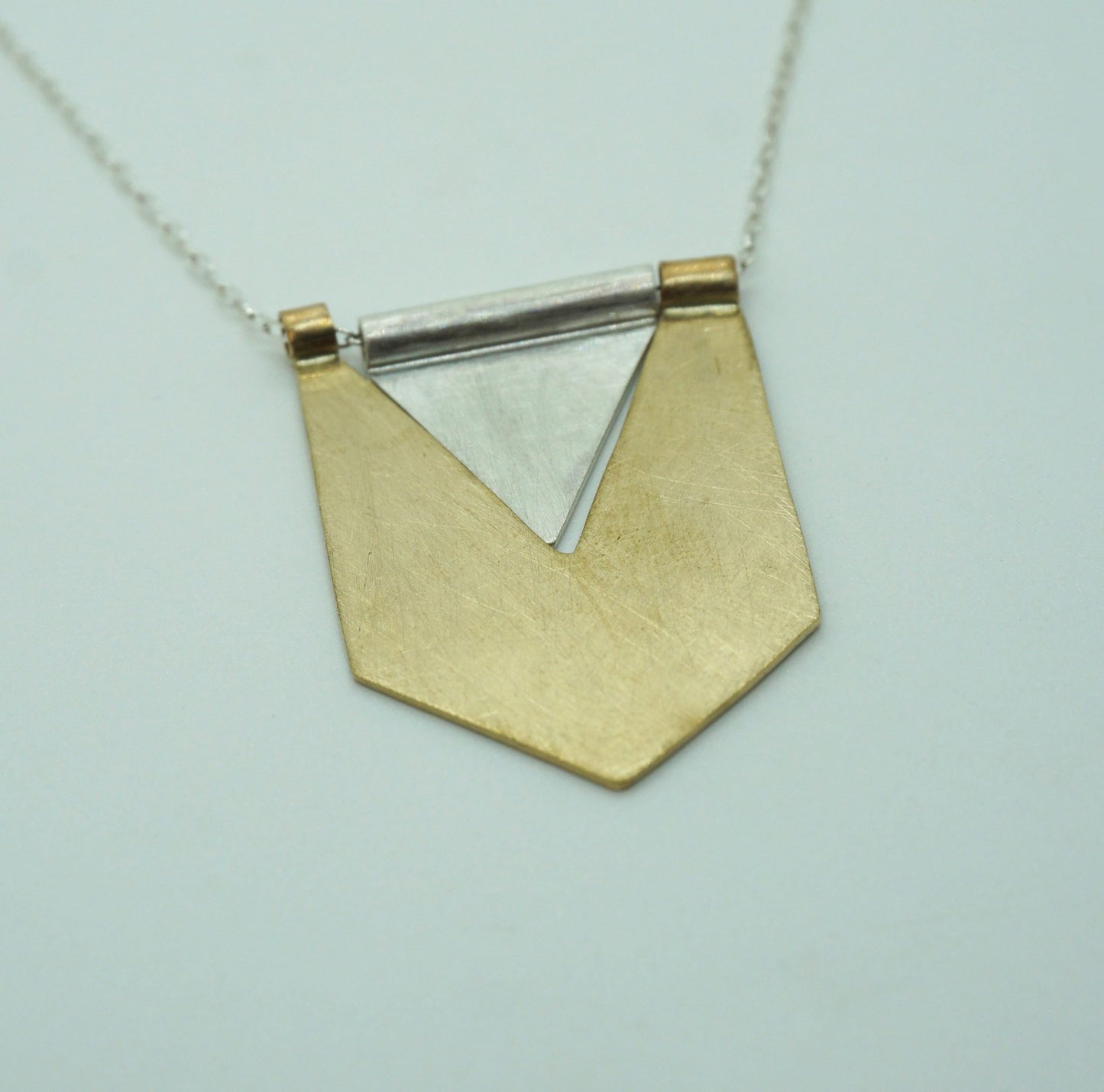 Gold and silver flag pendant necklace