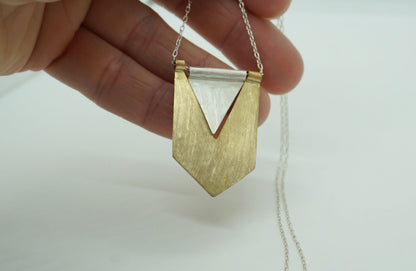 Gold and silver flag pendant necklace