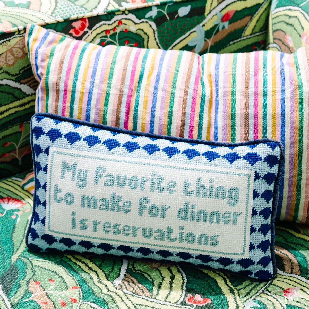 Reservations Needlepoint Pillow