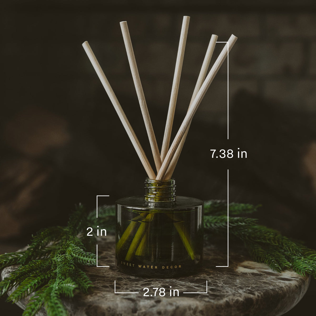 Christmas Olive Tinted Glass Jar Reed Diffuser
