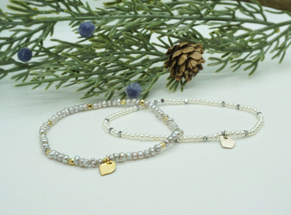 grey and white pearl stretch bracelets for christmas