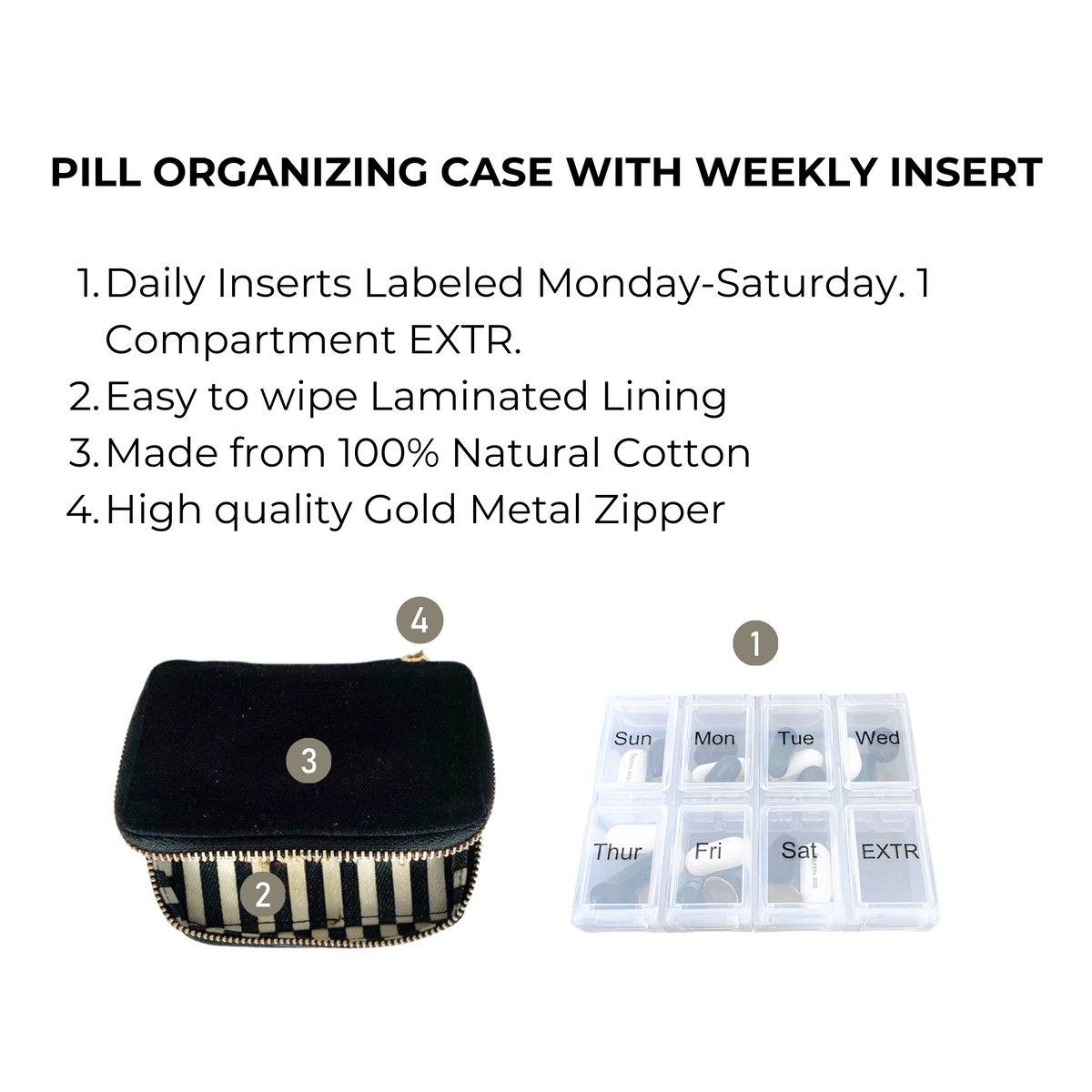 Weekly Pill Organizer Case – Small – Black
