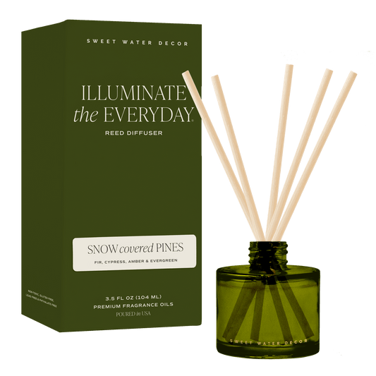 Snow Covered Pines (Fraser Fir) Olive Tinted Glass Jar Reed Diffuser