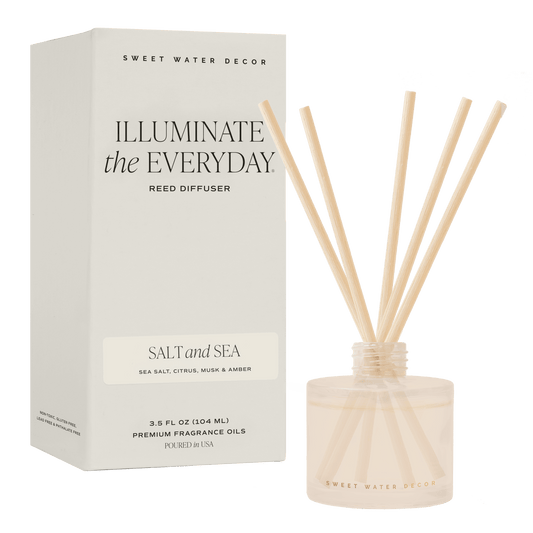 Salt and Sea White Translucent Tinted Glass Jar Reed Diffuser